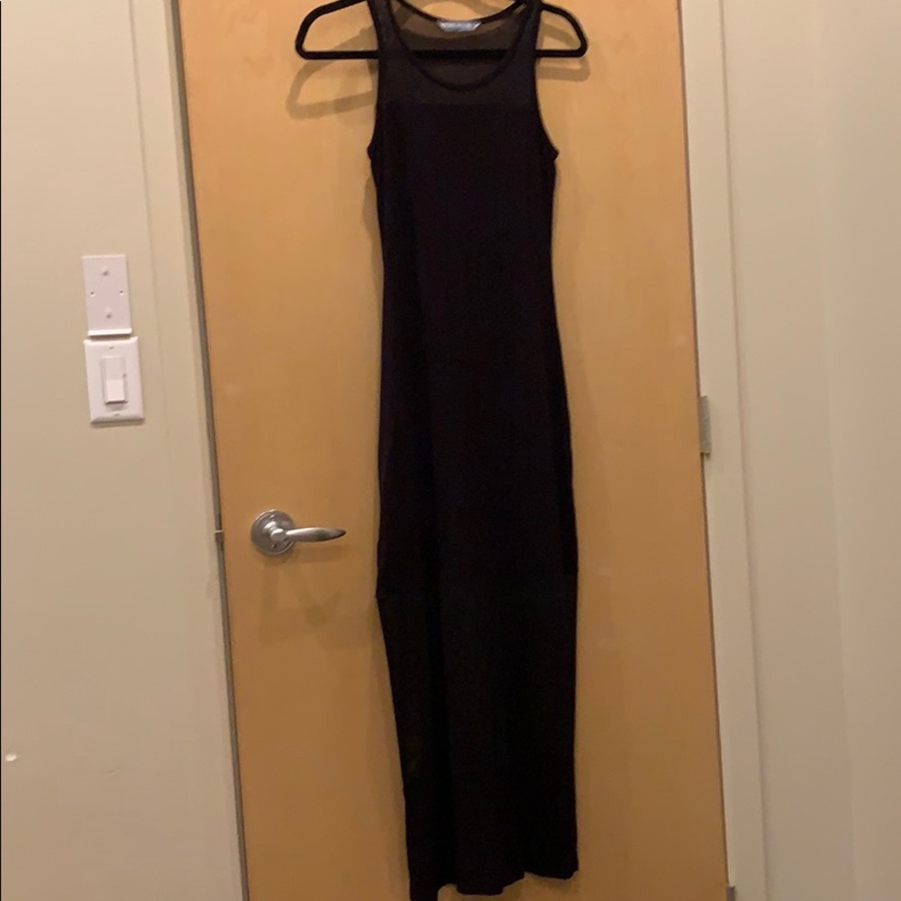 Rebel Sugar Black Maxi Dress with Sheer Mesh Panels Size S